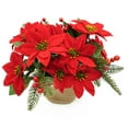 thumbnail image 3 of Artificial Red Poinsettia Flowers, 1 Bundle 5 Heads Christmas Tree Decor, Silk Faux Poinsettia for Indoor & Outdoor Holiday Floral Arrangement, Indoor Decor, 3 of 6