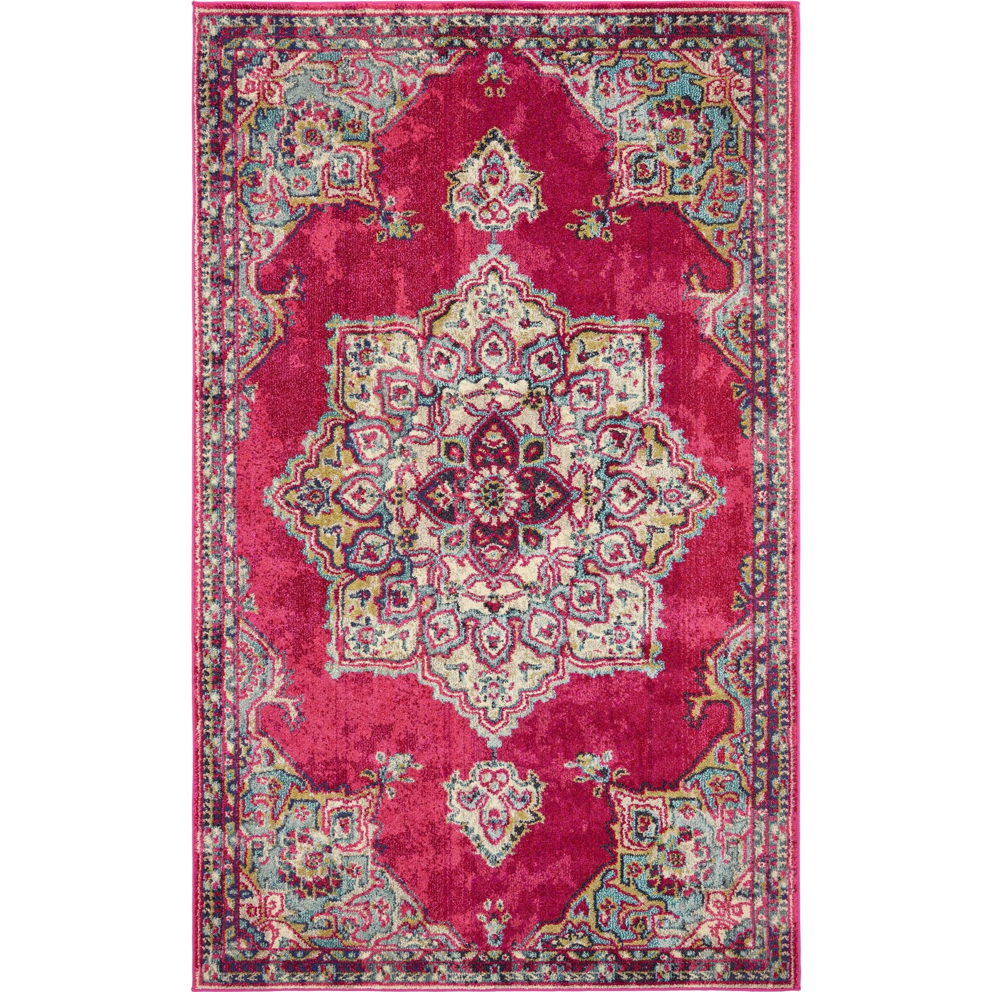 Unique Loom Indoor Rectangular Oriental Traditional Area Rugs Pink/Blue
