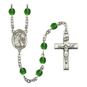 Extel St. Eustachius Catholic Rosary Beads for Men Women, Made in USA Metal Type: Silver Plate, Catholic Sacramental/Devotion: St. Eustachius, Color: Emerald