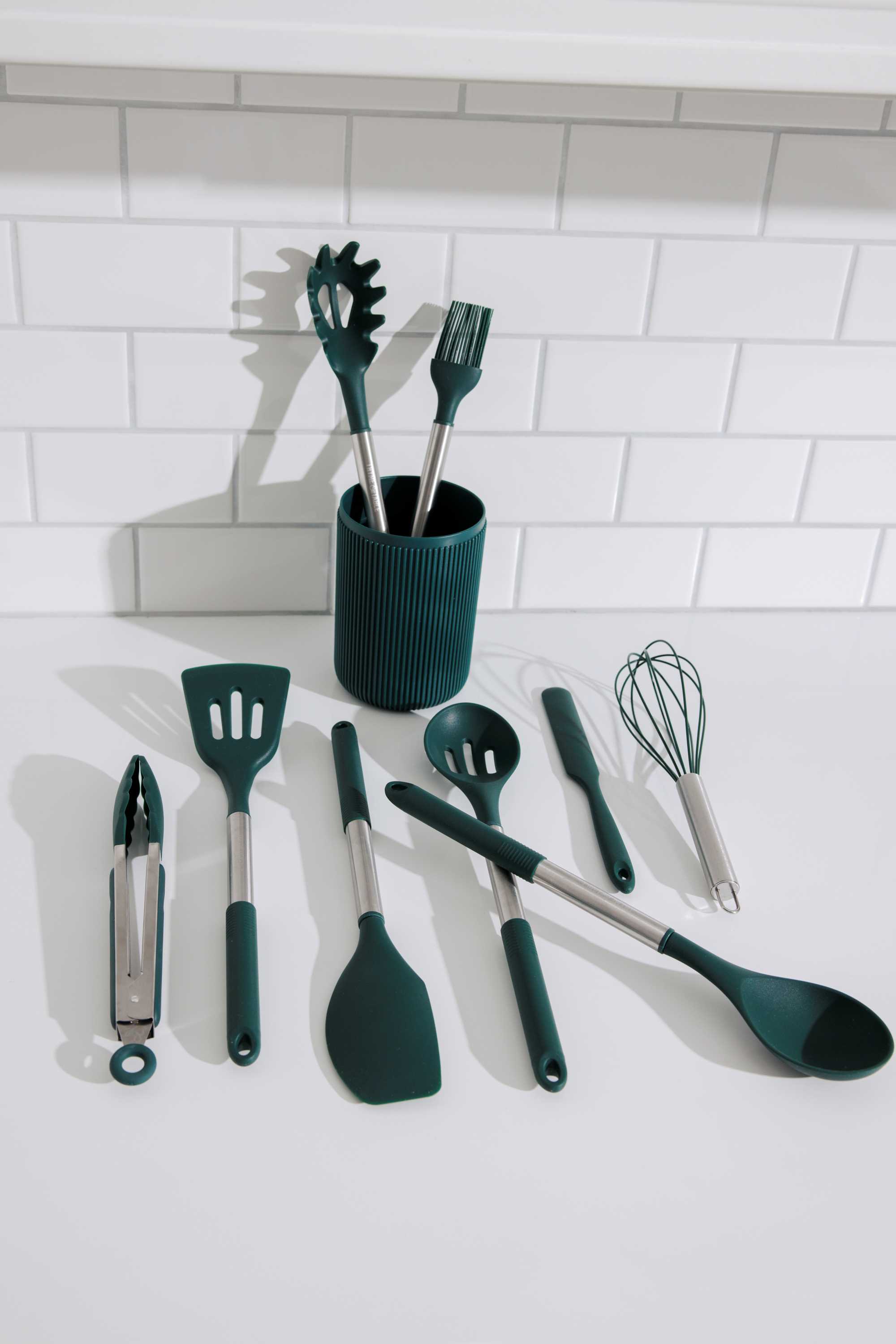 Thyme & Table Essential 10-Piece Silicone Utensil Set, Green photo 6