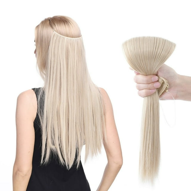 Fil Invisible Sans Clips Extensions de Cheveux Miracle Secrets Postiches Cheveux Synthétiques Soyeux