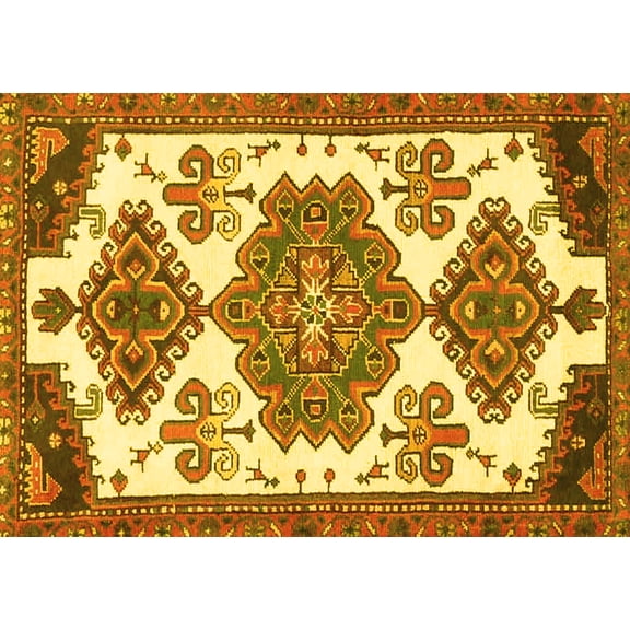 Ahgly Company Indoor Rectangle Persian Yellow Traditional Area Rugs, 5' x 7'