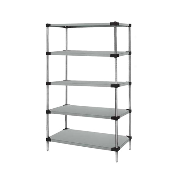 Quantum Storage Systems Solid 5-shelf Starter Unit - 14" x 48" x 54" - Stainless Steel