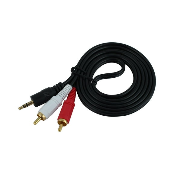 Unique Bargains 4.7ft 3.5mm Headphones Plug to 2 RCA M/M Audio Cable Adapter Red Black White