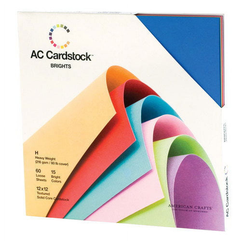 American Crafts Textured Cardstock Pack 12"X12" 60/Pkg-Solid Black