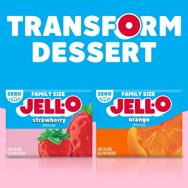 Jell-O Zero Sugar Strawberry Gelatin Dessert Mix, Artificially