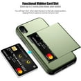 thumbnail image 2 of iPhone XR Case with Card Holder Heavy Duty Protective Dual Layer Shockproof Hidden Card Slot Slim Wallet Case for iPhone XR for Men&Women(Green), 2 of 14