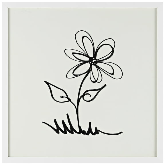 SAFAVIEH Signed: Springtime 16 in. x 16 in. Black/Antique Ivory , Framed Wall Art