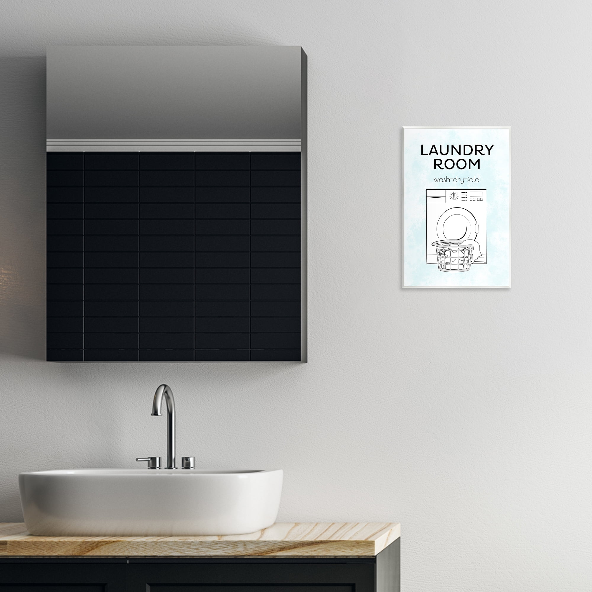 Stupell Industries Minimal Laundry Wash Dry Fold Bath & Laundry Painting Unframed Art Print Wall Art, 10 x 15