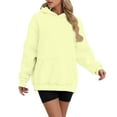 thumbnail image 2 of Jinhomg Oversized Hoodies for Women Dressy Casual Solid Sweatshirt Plus Size Comfy Long Sleeve Kangaroo Pocket Hooded Pullover Yellow XXXL, 2 of 7