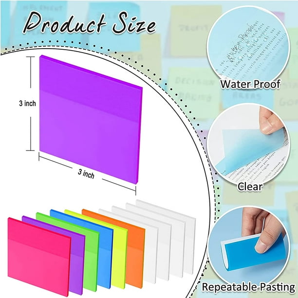 Sticky Notes 3x5 inch Bright Colors Self-Stick Pads 8 Pads/Pack 50  Sheets/Pad Total 400 Sheets