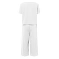 thumbnail image 5 of Women's 2 Piece Clothing Summer Casual Short Sleeves Round Neck Crop Top Wide Leg Pants Casual Matching Set Womens Pants, 5 of 5