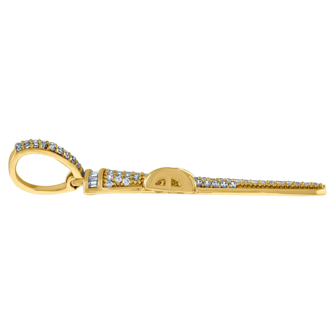 925 Sterling Silver Yellow-tone Mens Cubic Zirconia Nail Cross Religious Charm Pendant Necklace for Men
