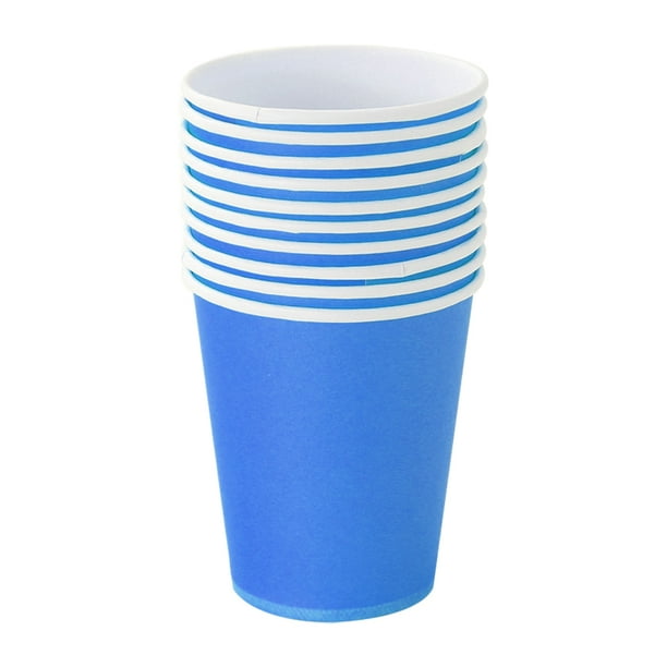 Naiovety 50x vasos desechables no tóxicos, vasos de papel de fiesta de línea suave resistentes a desgarros de calidad alimentaria, vasos para Mostrada azul