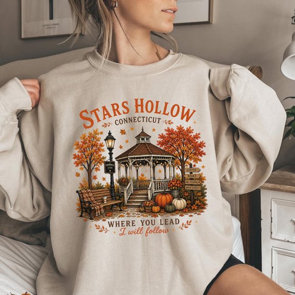 Stars Hallow Sweatshirt, Cozy Fall Pullover, Gift For Book Lovers, Where You Lead Crewneck