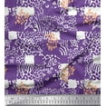 thumbnail image 1 of Soimoi Purple Rayon Fabric Brush Stroke & Leopard Animal Skin Print Fabric by the Yard 42 Inch Wide, 1 of 3