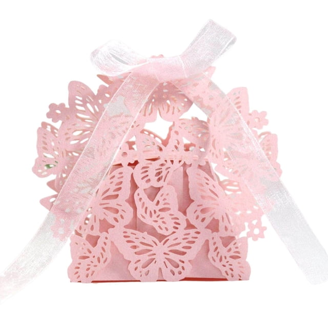 LCXmlly Oven Baking Mat Candy Box Set (50Pcs) Easy to Assemble Hollow Bowknot Design for Wedding Chocolate Candy Packing