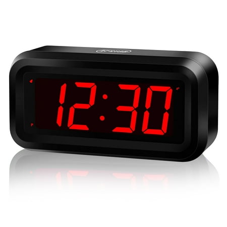 Alarm Clock, LED Digital Clock, Small Wall Clock, Battery Operated, Adjustable 3-Level Led Brightness, Dim Night Mode, 12/24Hr, Cordless, Constantly 1.2'' Digits Display for Bedroom/Travel,Easy to Se