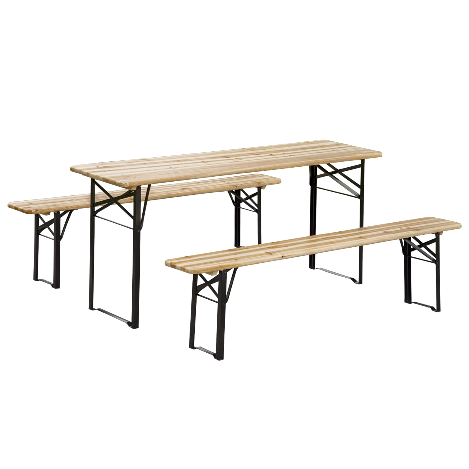 Folding Wooden Picnic Table Bench Seat Outdoor Portable Camping Aluminum 4 seats 