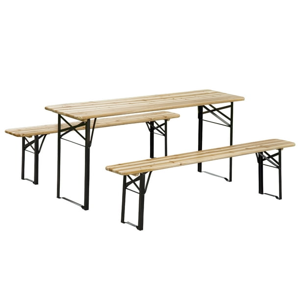 Outsunny 6 Wooden Outdoor Folding, Wooden Outdoor Bench Set