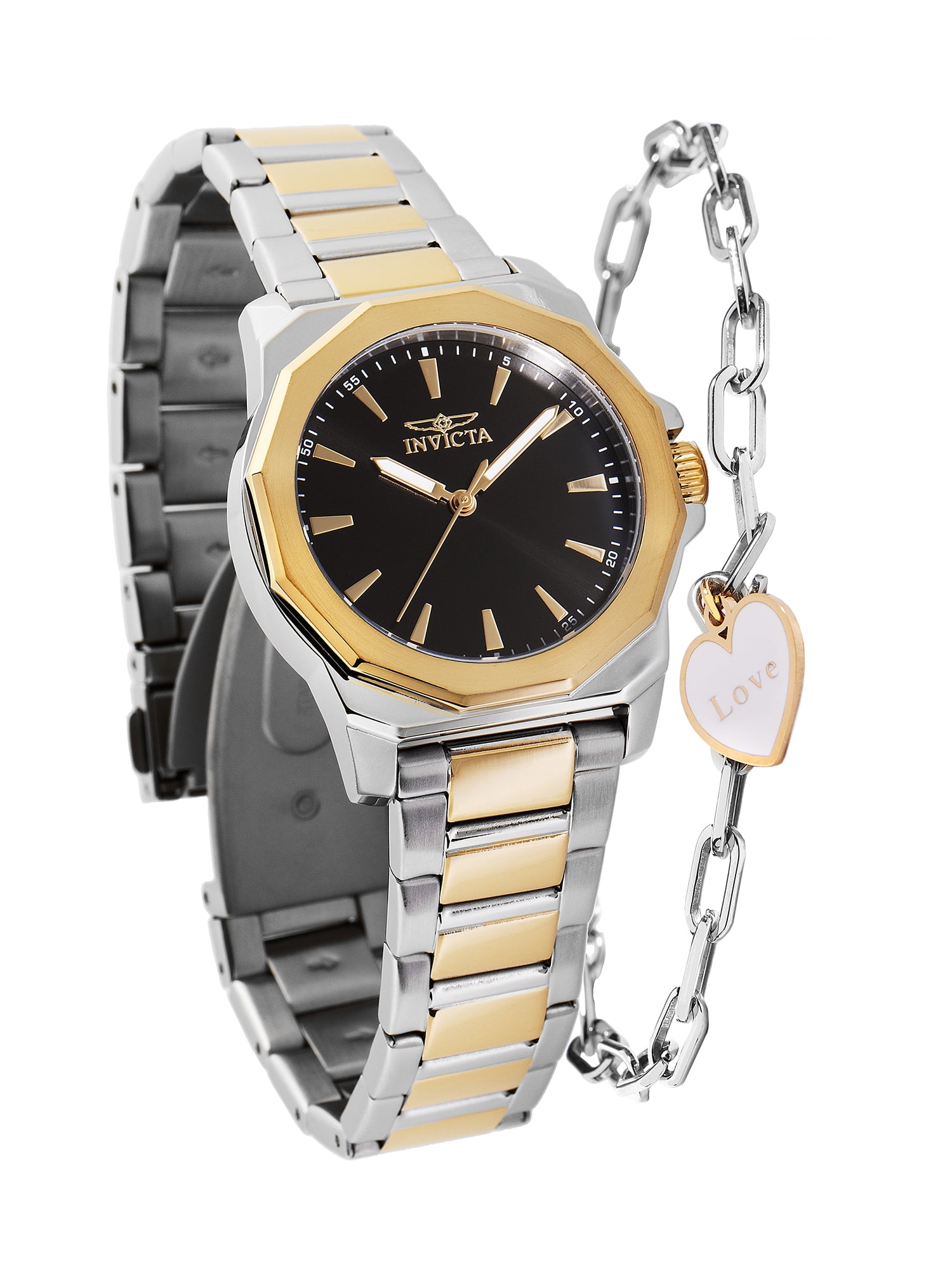 INVICTA Speedway Lady 34mm Stainless Steel Gold + Steel Black dial PC21J Quartz