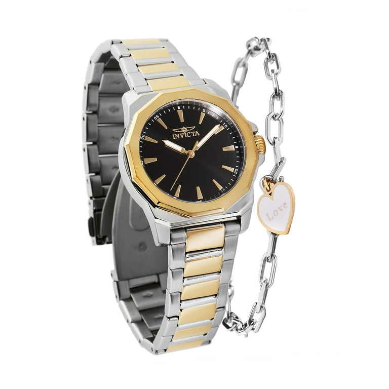INVICTA Speedway Lady 34mm Stainless Steel Gold + Steel Black dial