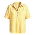 thumbnail image 5 of Womens Cotton Linen Gauze Tops Summer Button Down V Neck Half Sleeve Shirts Dressy Casual Clothes Striped Blouses Loose Boho Blouses Collared Fitted Tops Summer Business Outfits Linen Tunic Tops, 5 of 8