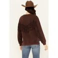 thumbnail image 4 of Shyanne Women's Solid High-Low Fringe Long Sleeve Shirt - SRHO24K86-CHBN   US, 4 of 4