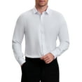 thumbnail image 5 of INSPIRE CHIC Men's Point Collar Long Sleeve Button Down Solid Color Formal Dress Shirts White L, 5 of 6