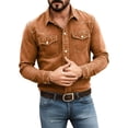 thumbnail image 3 of akafmk Mens Denim Western Shirts Long Sleeve Button Front Snap Shirt Solid Fashionable Casual Work Shrits, Size L, 3 of 8