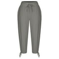 thumbnail image 4 of VEKDONE Womens Cotton Linen Capris Pants Gray L, 4 of 6