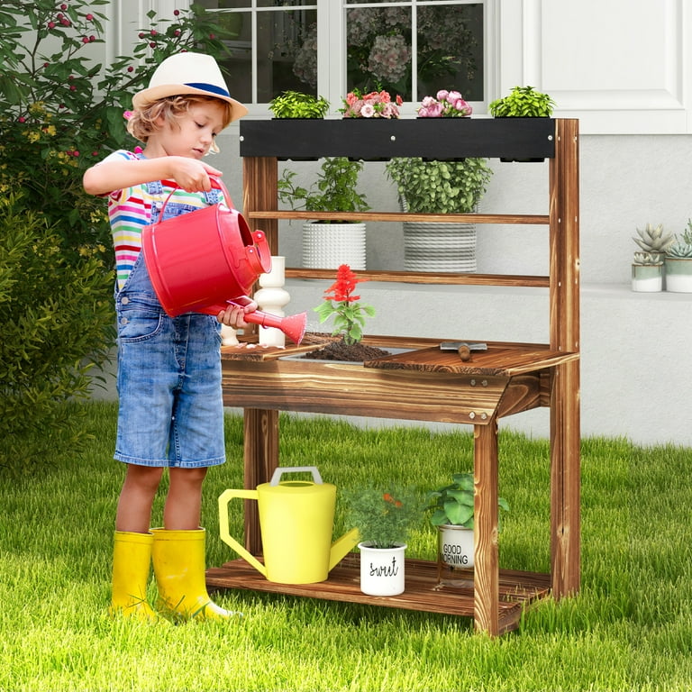 Infans Kids Potting Bench Wooden Toy Gardening Center w/ Removable