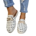thumbnail image 3 of Mules for Women Almond Toe Faux Leather Flats Slip-on Comfort Backless Loafers Buckle Mule Shoes, 3 of 5