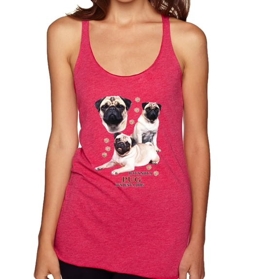 If It's Not a Pug It's Just a Dog Gift | Womens Dog Lover Premium Tri-Blend Racerback Tank Top, Shocking Pink, Medium