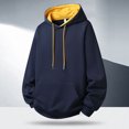 thumbnail image 2 of LIIPEE Hoodies For Men Fall Winter Warm Solid Color Loose Long Sleeve Drawstring Hooded Pullover Tops With Pocket Man Handsome Birthday Wedding Weekend Sweatshirts,Dark Blue,Xxxl, 2 of 4