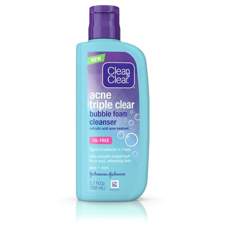 Triple Care Cleanser - Clean & Clear Acne Triple Clear Bubble Foam Face Cleanser, 5.7 fl. oz