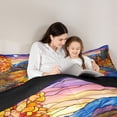 thumbnail image 4 of Catabedysis Stained Glass Camping Full Size Comforter Sets For Girls,Autumn Landscape Print Bedding Comforter Set,Multicolor,Black Reversible,3pcs,1 Comforter and 2 Pillowcases, 4 of 7