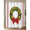 thumbnail image 4 of Christmas Wreath Shower Curtain Set ，Waterproof Fabric Shower Curtains Pig Bow Animal Red Stripes Winter Farm Shower Curtains for Bathroom,Bathroom Decor 72"x96", 4 of 6