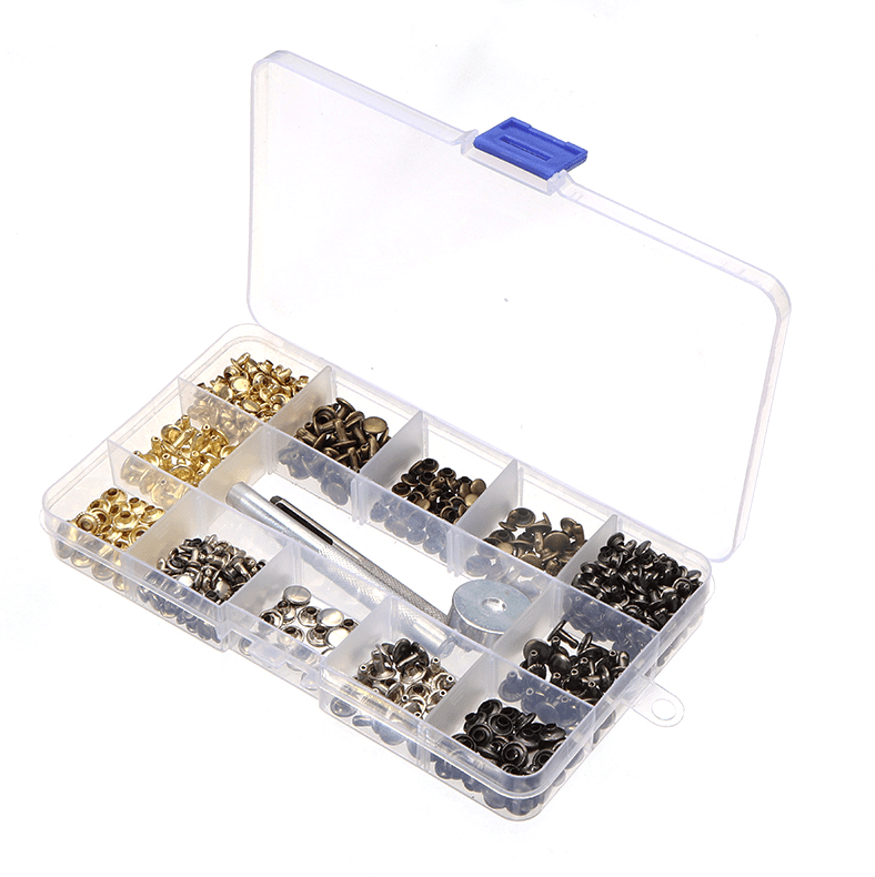Trimming Shop 100 Sets Double Cap Tubular Rivets - 9mm X 7.5mm Brass Studs For Leathercraft & Repair - View #3