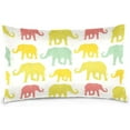 thumbnail image 7 of Elephants Pattern Velvet Oblong Lumbar Plush Throw Pillow Cover/Shams Cushion Case - 20x36in - Decorative Invisible Zipper Design for Couch Sofa Pillowcase Only, 7 of 7