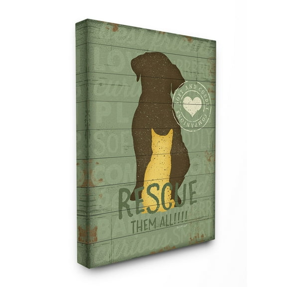 The Stupell Home Decor Collection Rescue Them All Dog And Cat Wall Art
