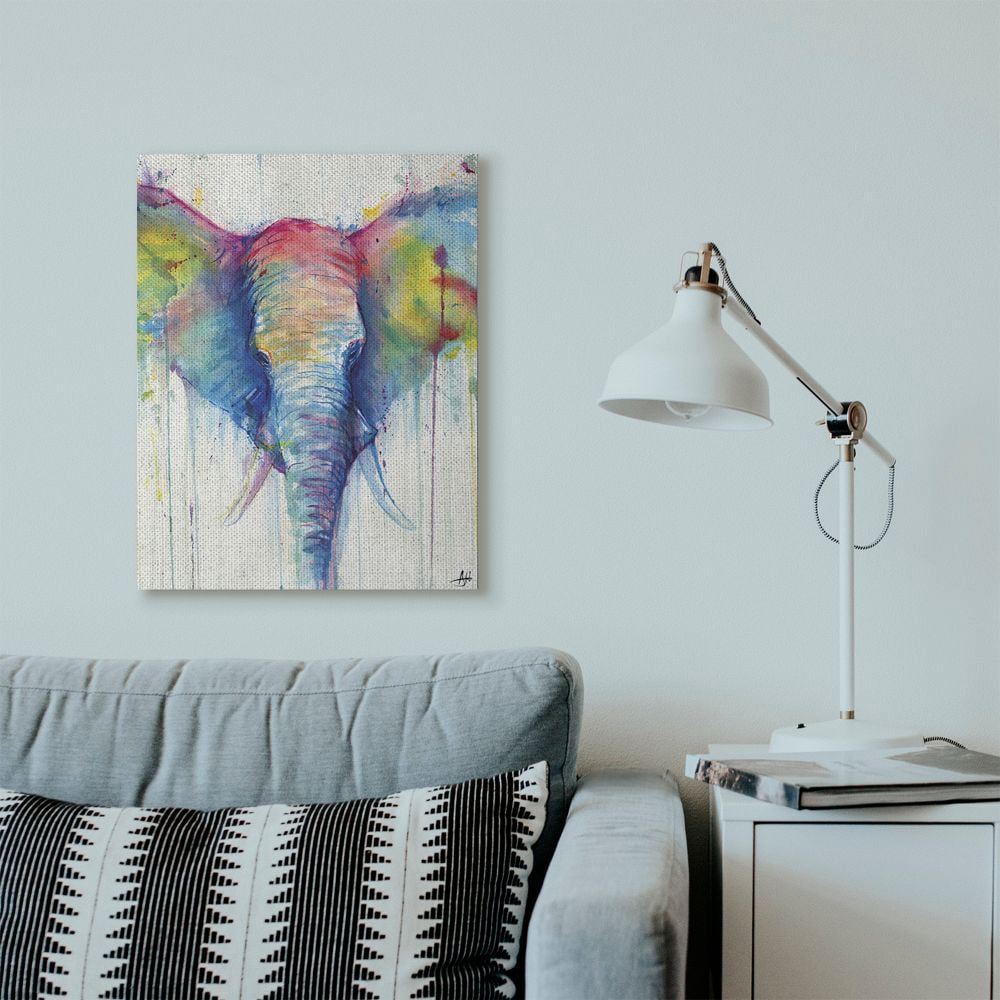 Stupell Industries Colorful Abstract Elephant Portrait Animal Watercolor Painting Canvas Wall Art by Marc Allante