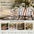 thumbnail image 6 of Round Outdoor Tablecloth with Umbrella Hole and Zipper, Orange Grey Stripes Tablecloth with Elastic Waterproof, Simple Striped Lines Minimalist Modern Patio Table Covers for 45" - 54" Pool Tables, 6 of 9