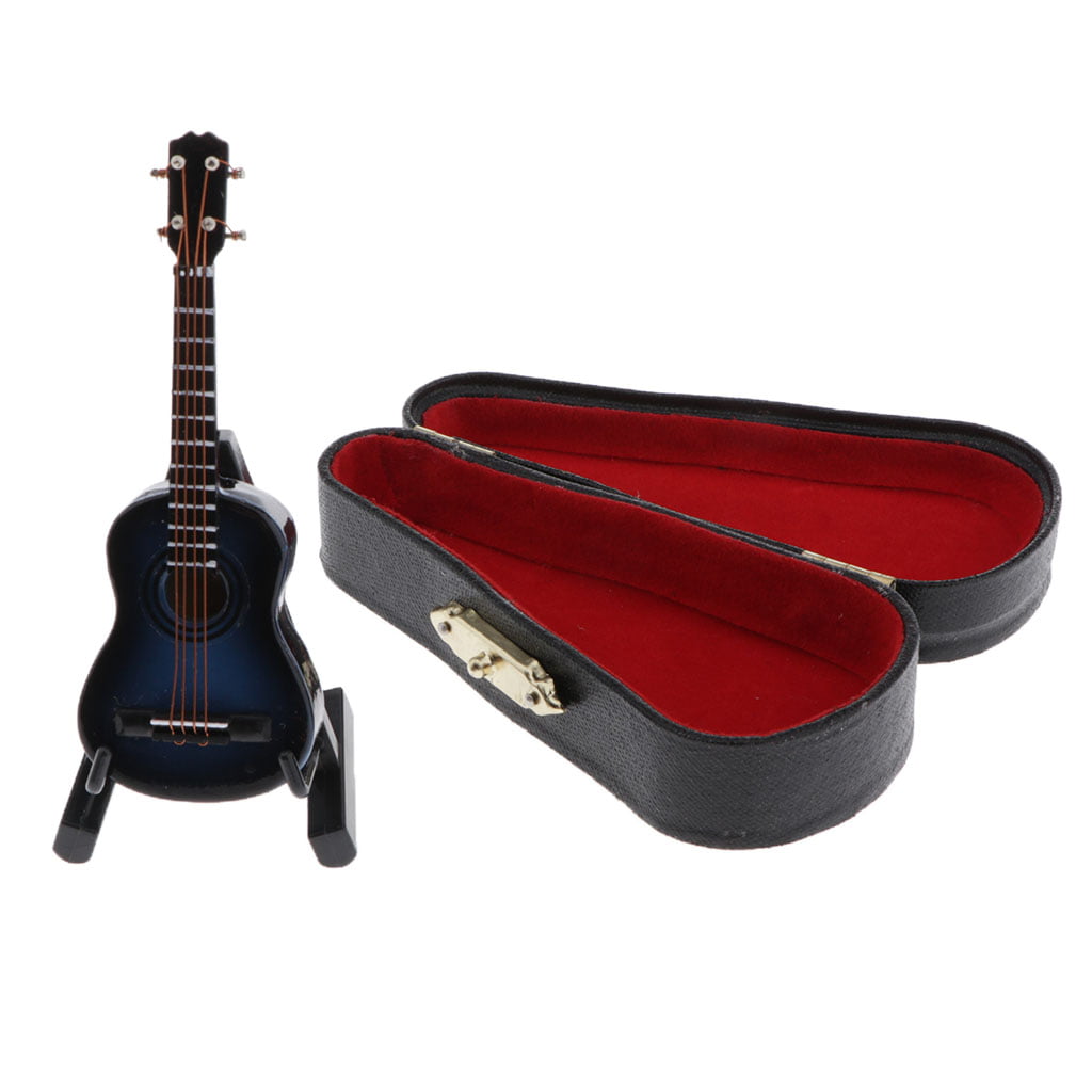 1:12 Dollhouse Miniature Musical Instrument Bass Guitar Wooden Handmade Craft ^