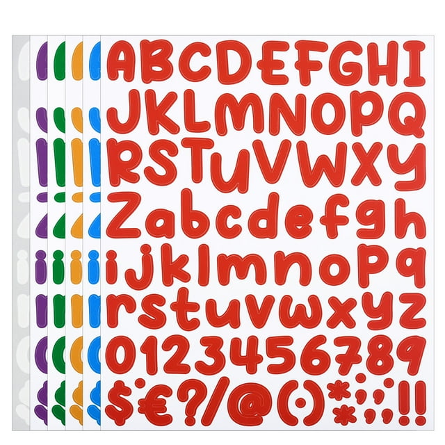 Unique Bargains Alphabet Letters Numbers Stickers Set, 6 Sheets Self Adhesive Decal, Multi-color
