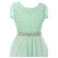 thumbnail image 3 of Little Girls Elegant Floral Lace Top Tulle Pageant Party Flower Girl Dress Mint 6 (2J1K2S2), 3 of 5