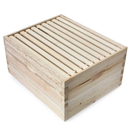 Honey Keeper Beehive 10 Frame Kit Super Box and 10 Deep Frames with Foundations for Langstroth