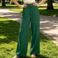 thumbnail image 5 of Women's Drawstring Wide Leg Pants with Pockets for Women Casual Elastic Waist Soft Flowy Trousers with Pockets, Travel Lounge Business | VerBelle,Army Green L, 5 of 7