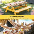thumbnail image 6 of Sunflowers Rooster Table Cloths for 5 Foot Rectangle Tables, Farmhouse Vintage Beige Burlap Plaid Patio Waterproof Elastic Fitted Tablecloths, Washable Rectangular Table Cover for Camping, 6 of 8