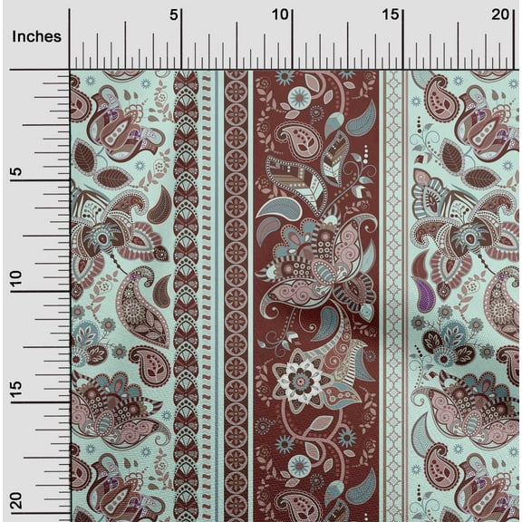 oneOone Cotton Cambric Seal Brown Fabric Stripe,Floral & Paisley Quilting Supplies Print Sewing Fabric By The Yard 56 Inch Wide